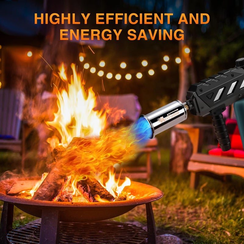 ARTFLAMM Powerful Propane Torch Gun, Kitchen Grill Torch with Detachable Design, Adjustable Flamethrower Torch Burner for Searing Steak, BBQ, Welding, Camping Charcoal Lighter(Tank Not Included) - Image 3